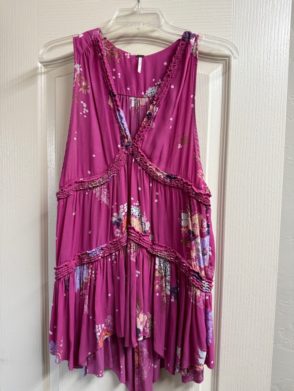 Free People Fuchsia Floral Sleeveless Tunic